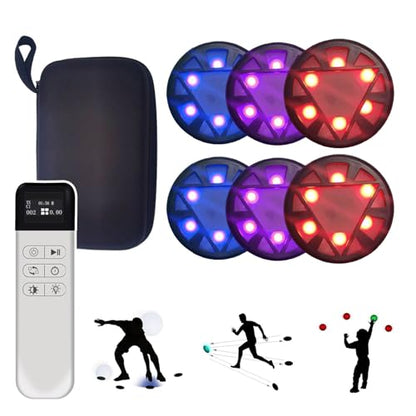 Sports Agility Lights Training Kit,6 Modes - Improves Reaction Time & Agility/Lasts 30 Hours,Reaction Training Light for Tennis/Football/Basketball-Design Different Targeted Training