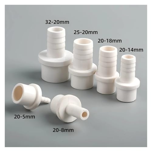 1~15PCS 20/25/32mm To 5~25mm PVC Pagoda Pipe Connectors Garden Irrigation Soft Hose Adapter Aquarium Fish Tank Fittings(OD 20mm to 12mm,White (5 PC)) - color: OD 20mm to 12mm, size: White (5 PC)