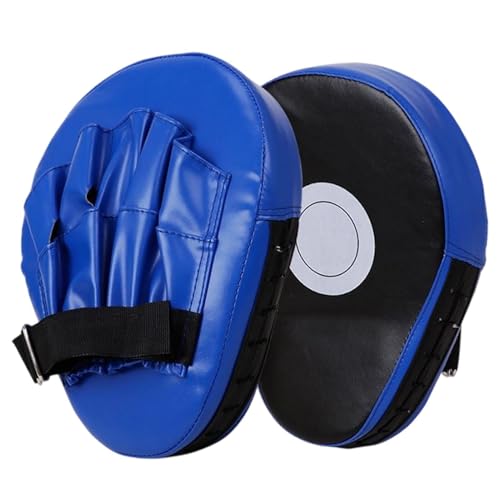 1PCS Boxing Focus Pads Mitts Training Gloves Punching Mitts Leather Kickboxing MMA Curved Arm Strike Shield Target Pads - color: Blue