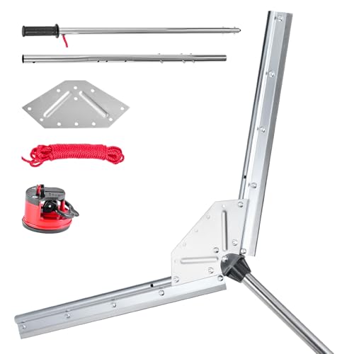 VEVOR Lake Weed Cutter, Pond Aquatic Plant Cutting Tool with 37 in Max. Cut Width, Sharp and Heavy-Duty Steel Blades, Pond Rake with 30 ft Throw Rope, for Cattail, Phragmites, Lilly Pads & Chara - size: 20-37in