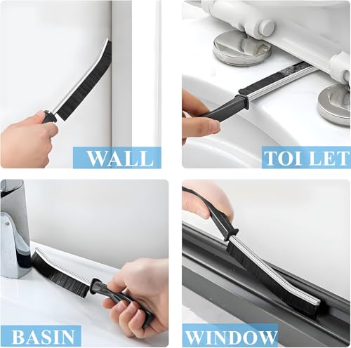 16Pcs Crevice Cleaning Brush Set, Hard Bristle Gap Cleaning Brush for Bathroom Window Tracks, Deep Cleaning Tools Kit with Wire Detail Brushes & Non-Scratch Wire Dishcloths for Kitchen