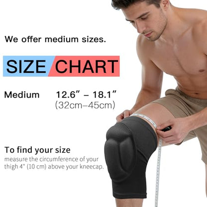 Knee Pads for Women & Men, Basketball Knee Pads Volleyball Knee Pads for Women Men Wrestling Knee Pads Wrestling Gear, Crash Pad Snowboarding Gear Knee Protector Soft Knee Pads for Work (Medium, Black)