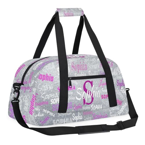 Custom Gym Bag for Girls, Overnight Bags Cheerleaders, Silver Glitters | Personalized Sport Dance Bag Travel Practice Gymnastics Duffel Bag - color: Color 18