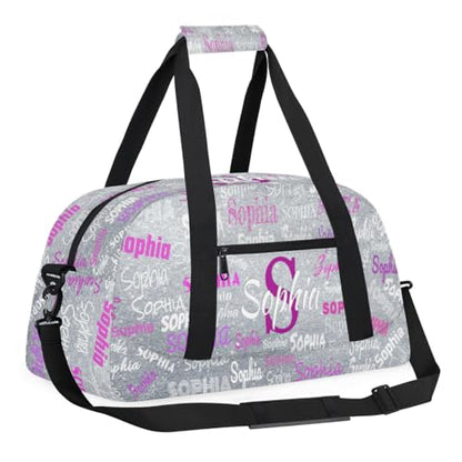Custom Gym Bag for Girls, Overnight Bags Cheerleaders, Silver Glitters | Personalized Sport Dance Bag Travel Practice Gymnastics Duffel Bag - color: Color 18