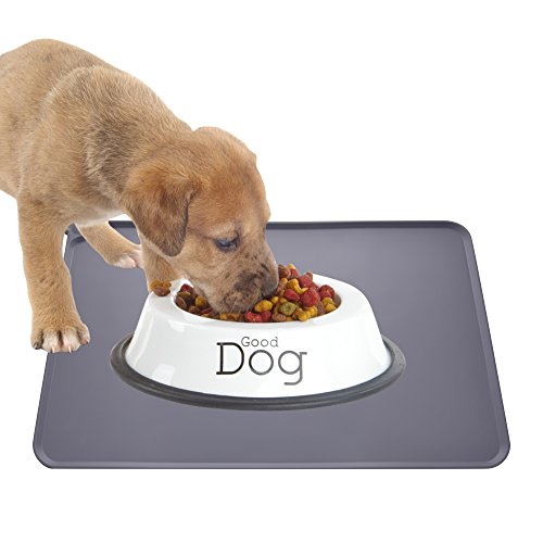 Guardians Silicone Dog Cat Bowl Mat, Non Slip Pet Feeding Mat, Waterproof, Grey, 18.5"x11.8" - color: Grey, size: 18.5"x11.8"