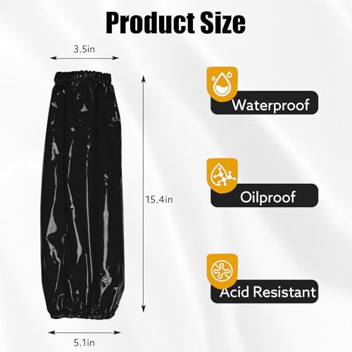 Yzurbu 2 Pairs Arm Sleeves Covers, Soft Waterproof Oil-proof Sleeves Protector for Arm with Elastic on Cuffs - color: Black - 2pairs