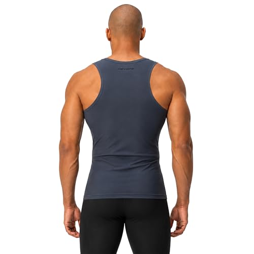 DEVOPS 3 Pack Men's Muscle Dry Fit Compression Tank Top Sleeveless Shirt | Compression Fit, Wicking, 4-Way Stretch, Running, Workout, UPF 50+, Sleeveless - color: Black / Charcoal / White, size: XX-Large