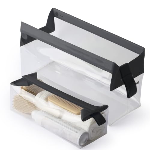 Cadence Parcel - Clear Travel Kit with Zipperless Magnetic Closure - Ink, Extra Large - Durable, Leak-Resistant and TSA Approved Toiletry Bag - Modular Organization - Recycled TPU (4 Qt) - color: Ink, size: Extra Large