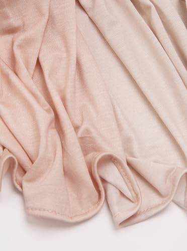 Premium Stretch Cotton Gradient Scarf for Women, Soft Jersey Wrap Shawl, Lightweight Ombre Hijab for Everyday Wear - color: Mctlo2537-nudepink