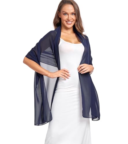Shawl and Wrap for Evening Dresses Wedding Sheer Scarfs Women Scarve - color: Navy, size: 72''×18''