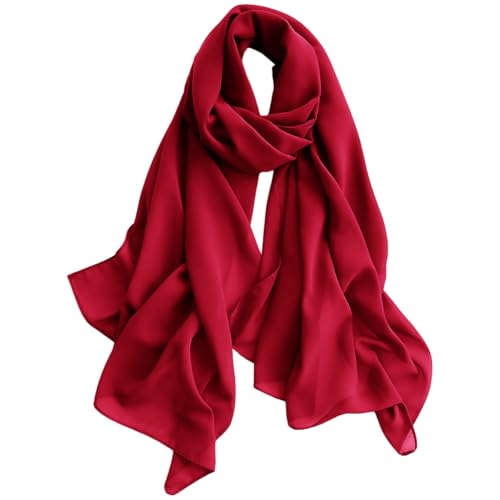 Harewom Chiffon Hijab for Women Sheer Shawl and Wraps for Wedding Bridal Scarves Summer Lightweight Sun-proof Scarf - color: Wine Red Chiffon Hijab Shawls Scarves