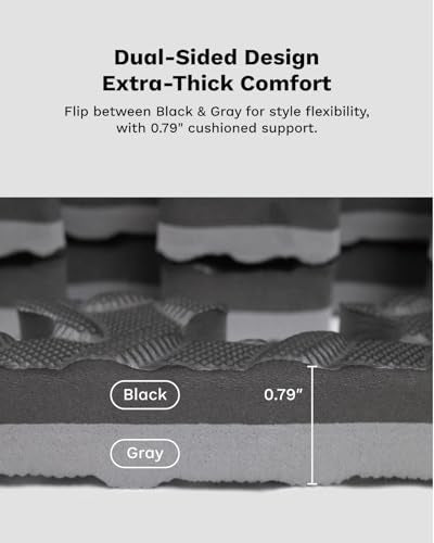 AIRHOP Upgraded 0.79" Extra Thick 48 Sq Ft High-Density Eva Foam Exercise Gym Mats, 12 Pcs Large Interlocking Puzzle Floor Tiles (24"x24") for Home Gym - color: Black/Gray