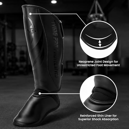 Upgraded Thickened Muay Thai Shin Guards with Instep | Enhanced Impact Protection, Kickboxing & MMA Leg Guards, Martial Arts Sparring Training, Durable for Men Women - size: Medium