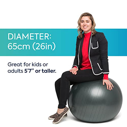 Bouncyband Balance Ball – Create Flexible Seating to Improve Focus at School, Office, or Home with This No-Roll Weighted Ball - color: Dark Gray, size: Large (Pack of 1)
