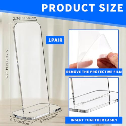 1Pair Boxing Glove Holder Universal Gloves Display Stand Acrylic Vertical Boxing Glove Baseball Gloves Display Holder For Boxing Baseball Enthusiast (Transparent)