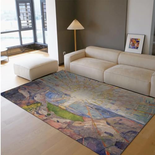 Expressionism Artist Rugs for Living Room Cartoon Sun Rug Natural Scenery Comfy Area Rug for Kids Boys Girls Bedroom Decor Aesthetic 4'x8' - size: 4'x8'