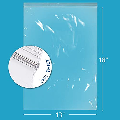 GPI - 2.5 Gallon Extra-large Zip Bags, 13" x 18" Large Reclosable Lock Zip Bags, Clear Plastic Zipper Storage Bags with Zip Top Lock for Freezer, Clothing, Food, Supplies - 500 Count - size: 13" x 18"