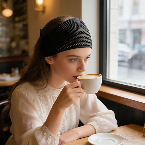 Hijab Hair Grip Band, PP Material Under Scarf Cap Women Non Slip Stretchy Band Hand Washable No Scalp Pressure for Workout Work School (Black)