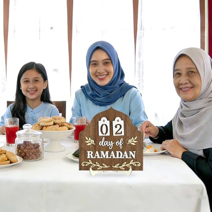 Ramadan Advent Calendar Eid Mubarak Countdown Calendar 2026 Ramadan Table Decor for Islamic Muslim gifts Home decorations (Brown)