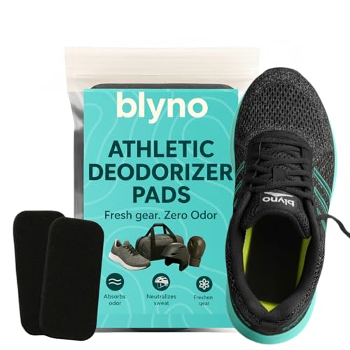 Blyno Lasts Up to 3 Years – Wearable Shoe Deodorizer Pad- Coconut Shell Charcoal Odor Absorber for Shoes, Gym Bags, Boxing Gloves, Helmets and Other Athletic Gears (6 Pcs)