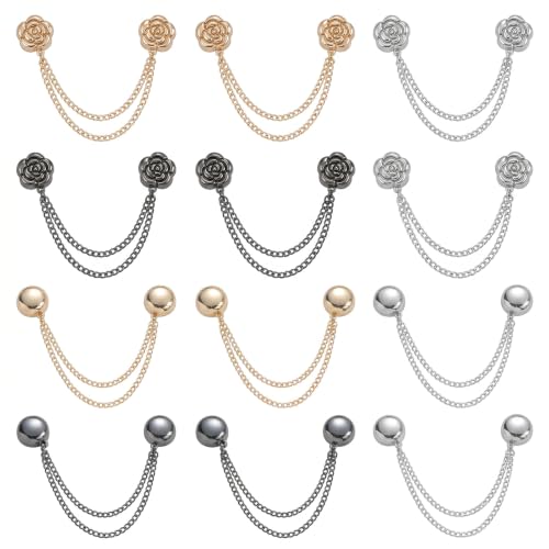 12pcs Magnetic Clothing Clips with Chain for Women, Magnetic Shirt Clips for Clothes Sleeves, Pants, Hijabs, Hats & Scarfs