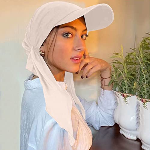 Hijab Scarf for Women Baseball Curved Brim Cap | Soft Breathable Cotton, Lightweight Feel, Adjustable Strap, Curved Brim, Summer Wear, Outdoor Activity, Casual Daily Use - color: 01#_beige