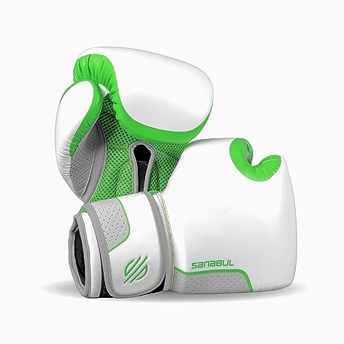 Sanabul Hyperstrike Boxing Gloves for Women, Kickboxing MMA Muay Thai Gloves, Training Sparring Punching Heavy Bag. - color: Green/White, size: 12 oz