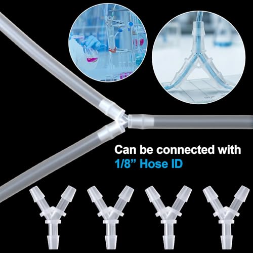 4 Pcs 1/8 Inch Y Shape Splitter Tubing Connectors, Plastic Barb Hose Fitting Tee Shape Tubing Connector, Universal 3 Way Oxygen Splitter Joint Splicer for Air Line Gas Fuel Pipe - White - size: 1/8inch