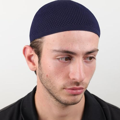 Muslim Kufi Hats for Men, Velvet Crochet Islamic Prayer Cap, Stretchable, Breathable Knit Skull Beanie,Standard Size - color: Zumrut - Mix 1