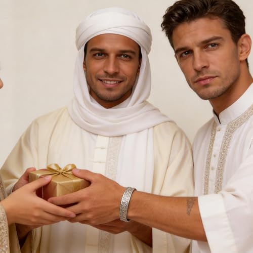 YANCHUN Ayatul Kursi Bracelet Islamic Arabic Jewelry Gifts Arabic Cuff Bracelet Gifts for Women Men Islamic Jewelry Gifts for Him - color: A1:silver bangles Bracelets