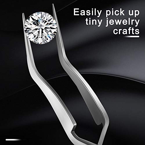 Honoson 6 Pcs Reverse Craft Tweezers Crossing Lock Curved Tweezers for Crafting, Stainless Steel Soft Grip Precision Reverse Grip Tweezer Fine Tip Tweezer for Stickers DIY Jewelry Beading Nail