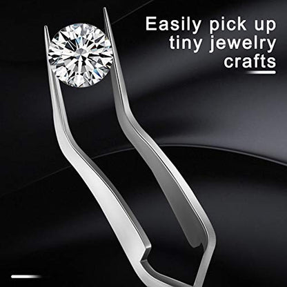 Honoson 6 Pcs Reverse Craft Tweezers Crossing Lock Curved Tweezers for Crafting, Stainless Steel Soft Grip Precision Reverse Grip Tweezer Fine Tip Tweezer for Stickers DIY Jewelry Beading Nail