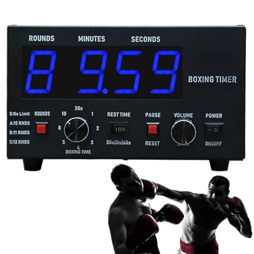 Interval Timer with LED Display - Adjustable Sound, Customizable Training Time & Repetitions for Boxing, MMA, and Kickboxing Workouts Blue - color: Blue