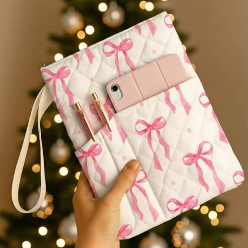Gilprop Bible Book Sleeve 11" x 9" Pink Bow Quilted Zippered - style: Pink Bow