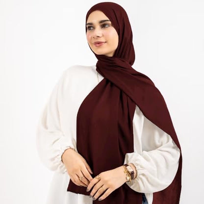 Non-see-through Premium Jersey Maxi Hijab Head Scarf Wrap for Muslim Women - color: Coffee