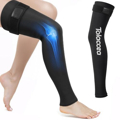 Full Leg Ice Pack Wrap with 360° Coverage with Strap for Muscle Recovery After Exercise, Ice Pack Wrap Around Entire Leg for Pain Relief, Foot Calf and Thigh Legs Shins Hamstrings (universal) - size: universal