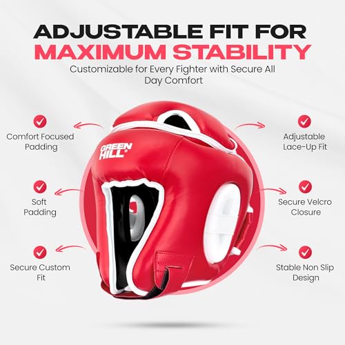 Boxing Headgear for Men and Women MMA Headgear Muay Thai Head Gear – Sparring Gear, Professional Training Headgear Head Guard Win from Green Hill - size: Medium