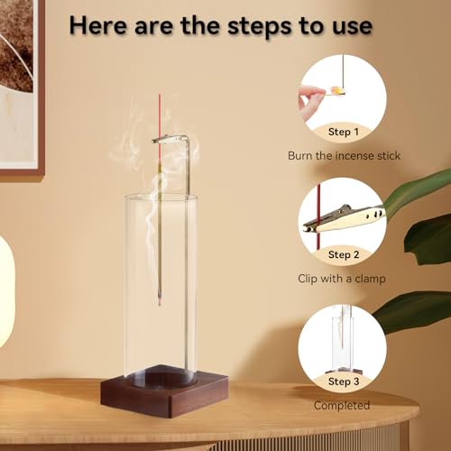 1 Pack Incense Holder for Sticks, Insence-Stick Holder Ash Catcher with Removable Glass [Anti-Ash Flying], Mess-Free Incense Burner Holder, Perfect for Meditation Yoga Relaxation, Home Decor - size: Upside Down Brown