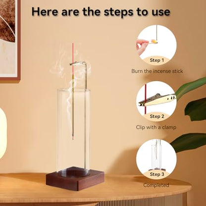 1 Pack Incense Holder for Sticks, Insence-Stick Holder Ash Catcher with Removable Glass [Anti-Ash Flying], Mess-Free Incense Burner Holder, Perfect for Meditation Yoga Relaxation, Home Decor - size: Upside Down Brown