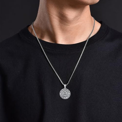 Coexist Necklace 925 Sterling Silver Yin Yang/Star of David Pendant World Religions Harmony Necklace Religion Jewelry Gift for Men - style: Therian Symbol