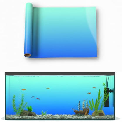 Aquarium Background - Static Cling Fish Tank Sticker - Black Blue Gradient | Easy Install for Glass Tanks, No Residue, Reusable 35 x 25 cm / (14 x 10 inches) - color: Cyan Blue, size: 14 x 10 inches