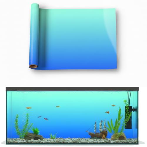 Aquarium Background - Static Cling Fish Tank Sticker - Cyan Blue Gradient | Easy Install for Glass Tanks, No Residue, Reusable 90 x 60 cm / (35 x 23.6 inches) - color: Cyan Blue, size: 35 x 23.6 inches