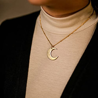 Qitian Islamic Jewelry Gifts for Women Muslim Pendant Gold Allah Arabic Necklaces Ayatul Kursi Necklace Moon Shape Islam - color: C-Silver