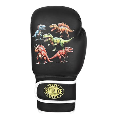 Boxing Gloves 6oz | Boxing Gloves for Kickboxing Muay Thai MMA | Bag Gloves for Punching Bag - color: Dinosaur Black