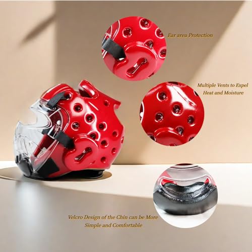 Upgraded Taekwondo Sparring Gear Set, Training Equipment, Light Weighted and Soft, for Taekwondo Karate Trainer Youth Adult - color: red, size: 4#