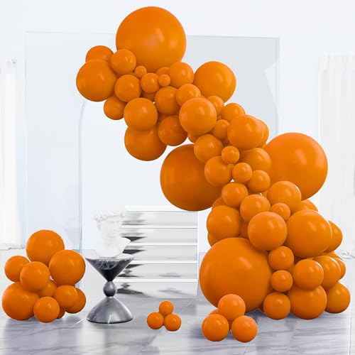 PartyWoo Burnt Orange Balloons 152pcs Terracotta Fall Color Different Sizes - color: Orange-f53