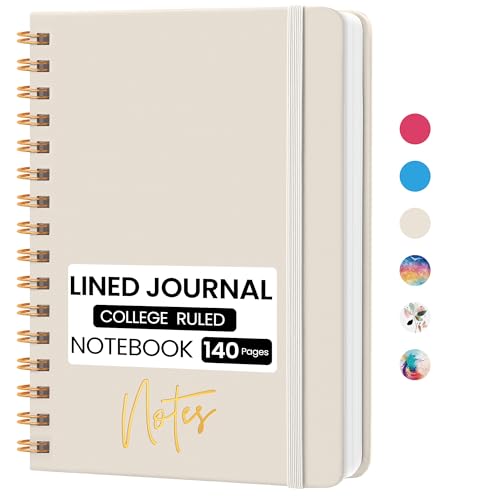 CICPAP Lined Spiral Journal Notebook, A5 College Ruled Notebook for Journaling, Note-Taking, and Daily Planning, Durable Hardcover with an Elegant Design, Warm White - color: F-Warm White