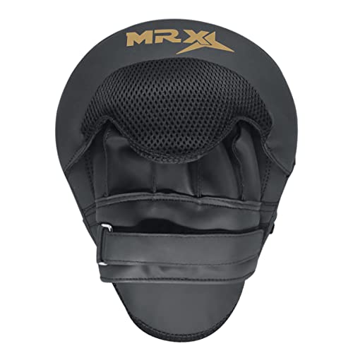 MRX Gel Tech Boxing Hook & Jab Pads MMA Focus Punching Mitts Training Thai Kick Strike Shield Curved Black/White - color: Black/Golden