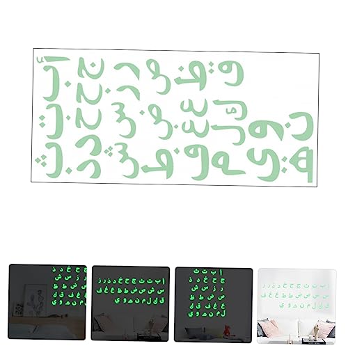 Toddmomy Arabic Alphabet Glow Dark Wall Sticker Educational Decals for Boy Girl Room Nursery Decorative Arabic Letters Wall Art
