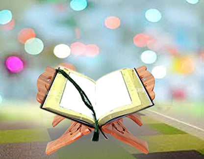 Sheesham Wooden Hand Carved Holy Book Stand – 12 Inch Rehal for Quran, Bible, Gita, Ramayana & Guru Granth Sahib | Foldable Religious Book Holder for Reading (LF03)